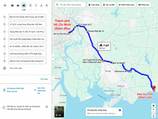 Lộ trình đi xe máy từ TP.HCM đến Hồ Tràm khoảng 110km km